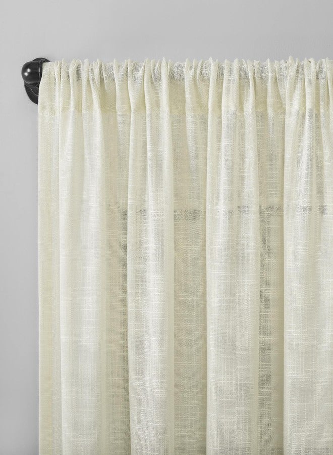 Clean Window ستارة شفافة مضادة للغبار ومضادة للحساسية ومناسبة للحيوانات الأليفة، بنمط سلة منسوجة، مقاس 50 بوصة عرض × 84 بوصة طول، لون بيج - Image 3